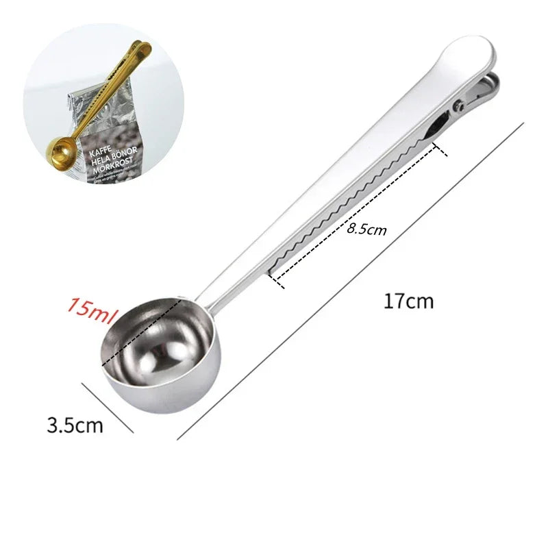 2 in 1 Stainless Steel Coffee Scoop and Bag Clip