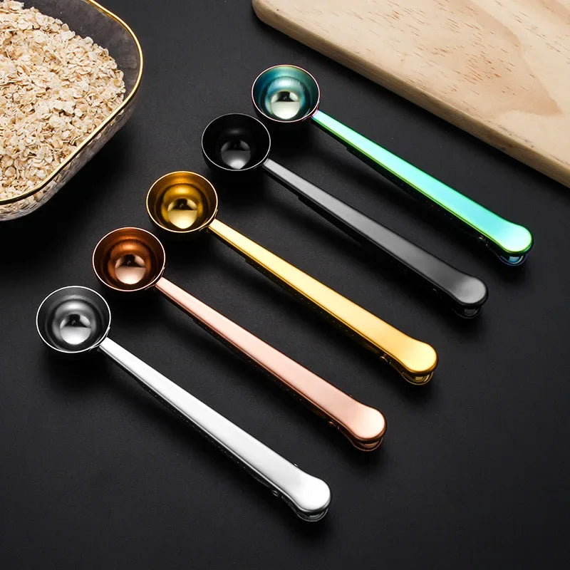 2 in 1 Stainless Steel Coffee Scoop and Bag Clip