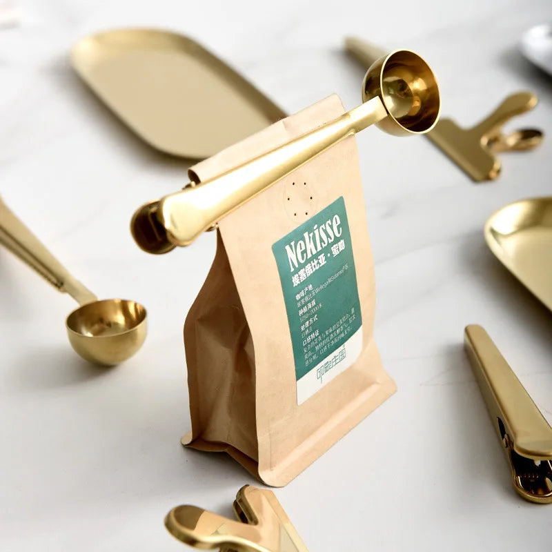 2 in 1 Stainless Steel Coffee Scoop and Bag Clip