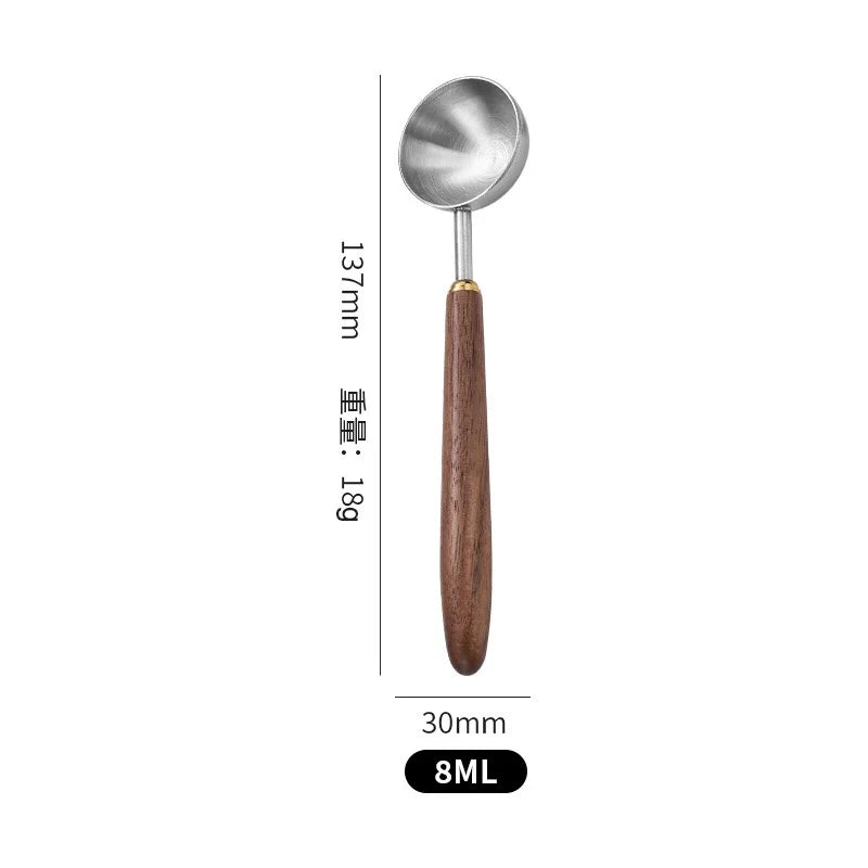 Walnut Handle Coffee Scoop- Stainless Steel Measuring Spoon