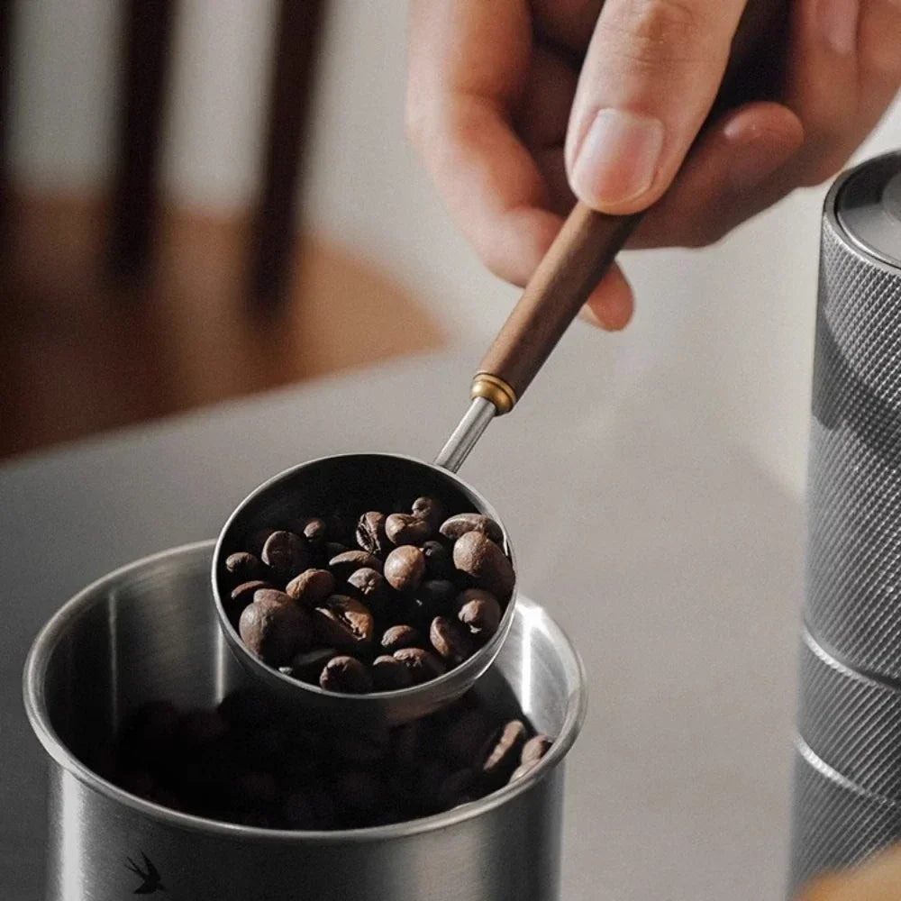 Walnut Handle Coffee Scoop- Stainless Steel Measuring Spoon