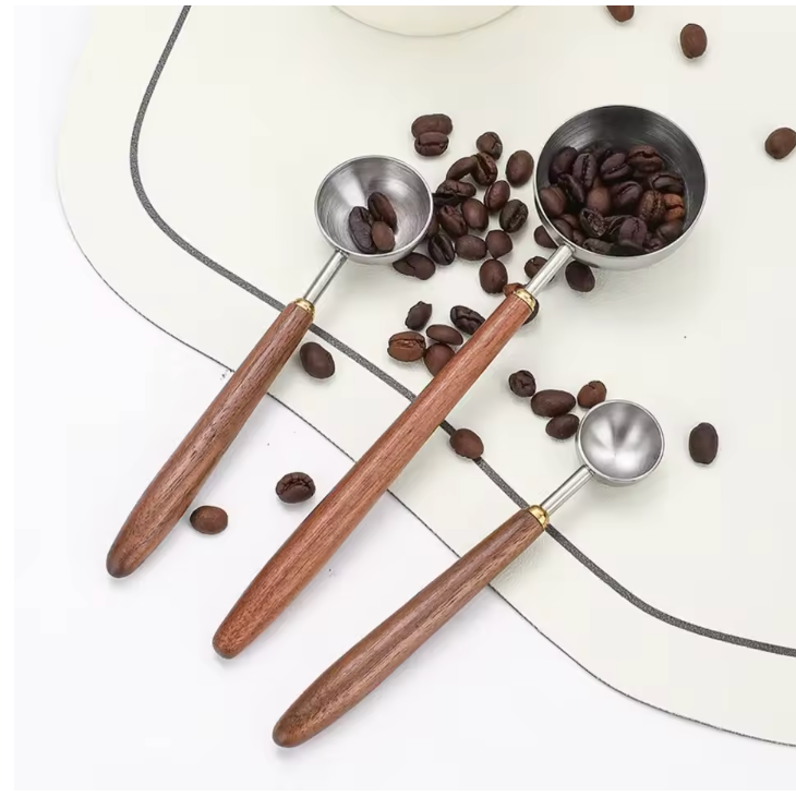 Walnut Handle Coffee Scoop- Stainless Steel Measuring Spoon