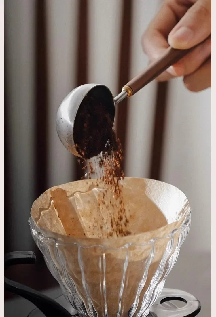 Walnut Handle Coffee Scoop- Stainless Steel Measuring Spoon