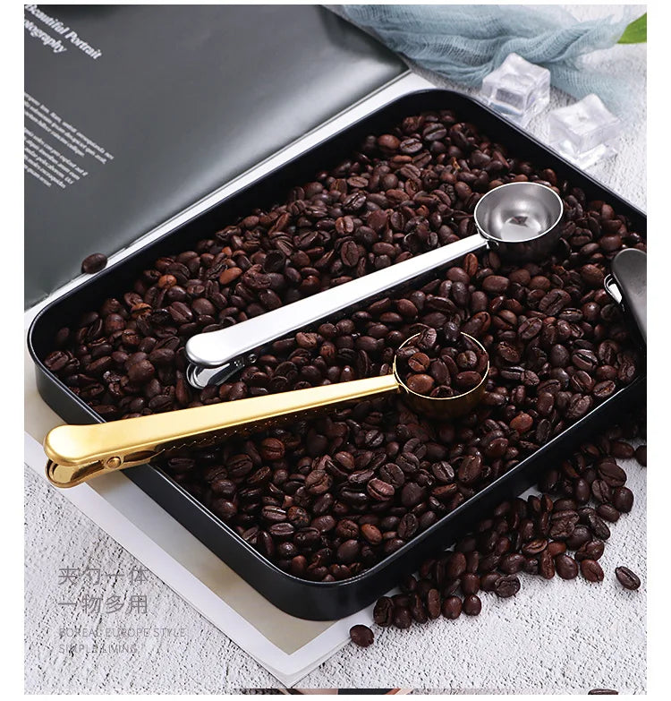 2 in 1 Stainless Steel Coffee Scoop and Bag Clip