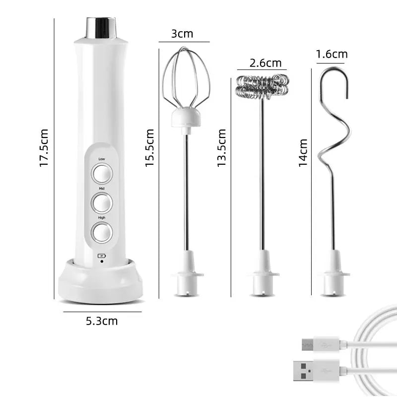 3 in 1 Rechargeable Electric Whisk & Milk Frother