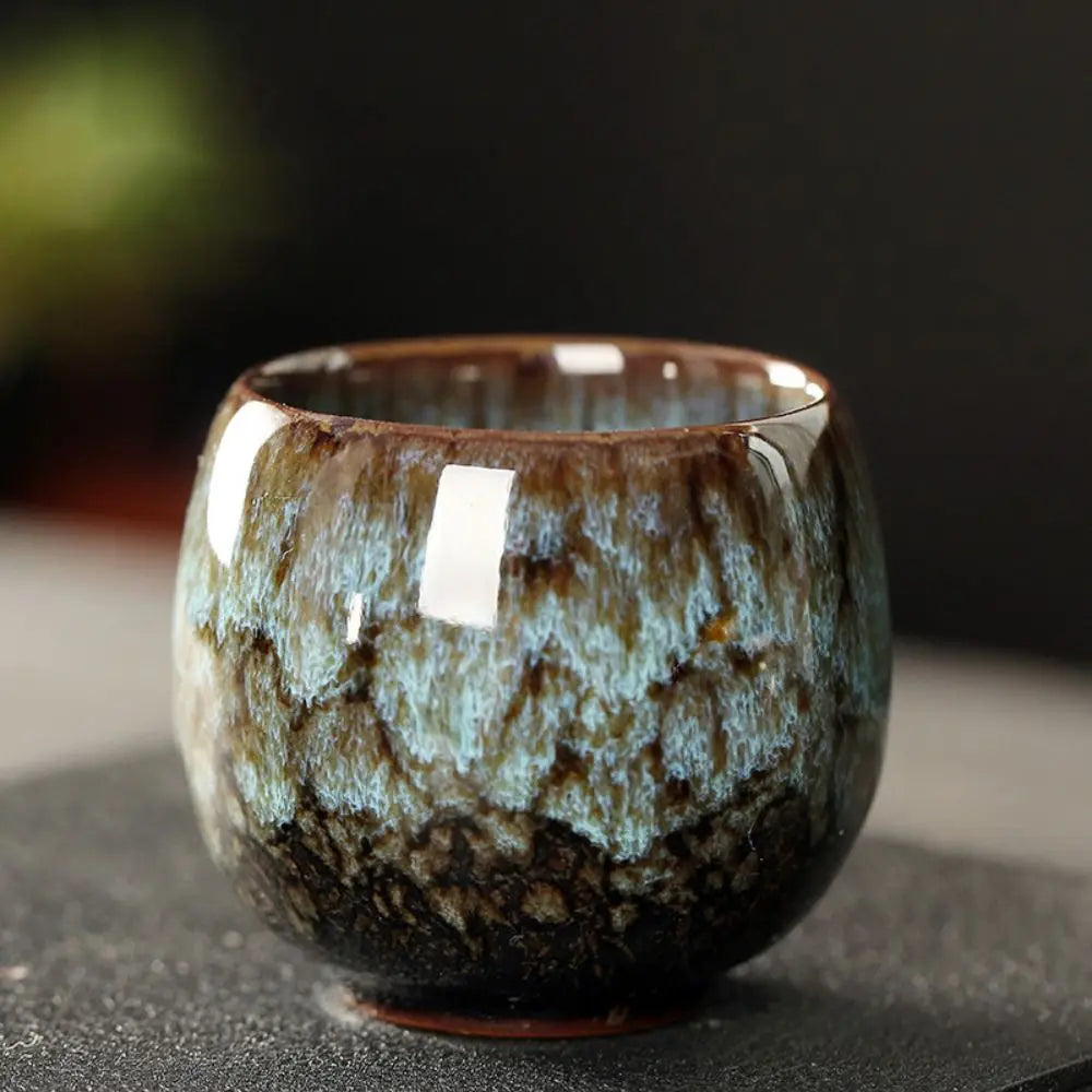 Japanese Kiln-Glazed Ceramic Espresso Cup