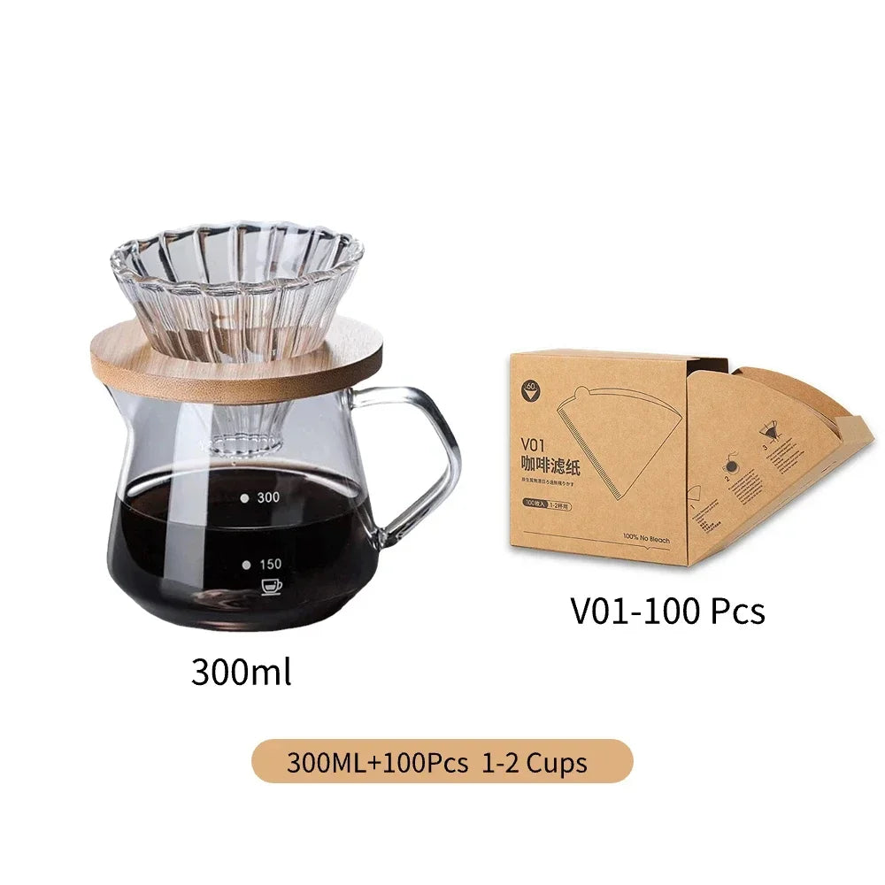 Glass Pour Over Coffee Maker Set 300ml & 600ml