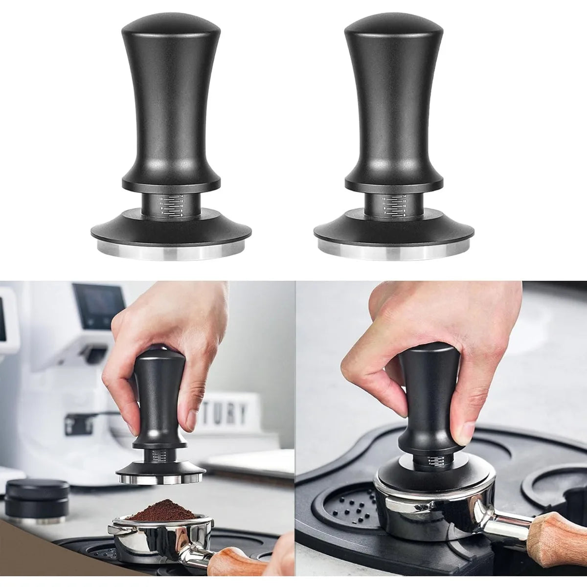 Spring-loaded Stainless Steel Espresso Tamper- 51mm, 53mm & 58mm