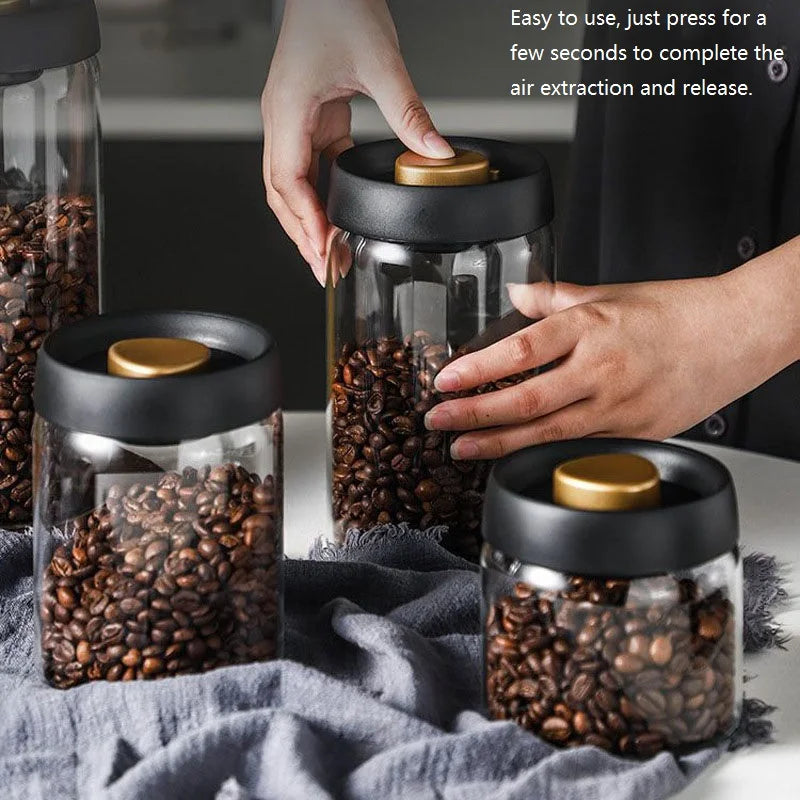 Air Tight Coffee Bean Storage Container- Vacuum-Sealed Freshness Canister