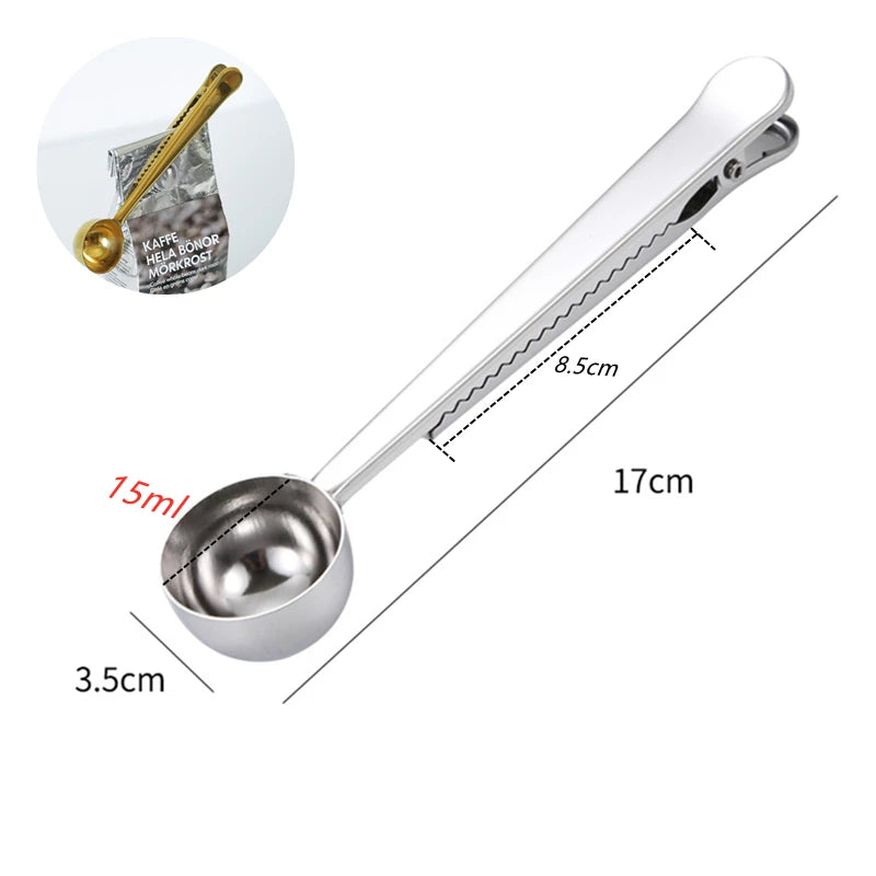 2 in 1 Stainless Steel Coffee Scoop and Bag Clip