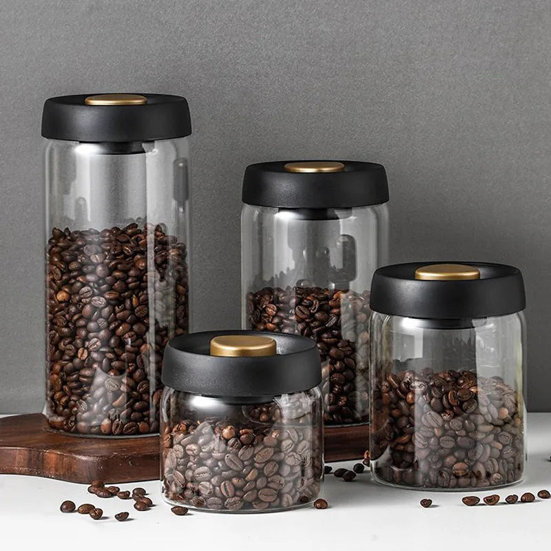 Air Tight Coffee Bean Storage Container- Vacuum-Sealed Freshness Canister