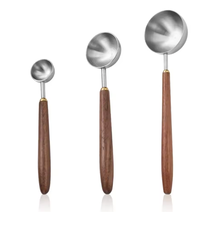 Walnut Handle Coffee Scoop- Stainless Steel Measuring Spoon