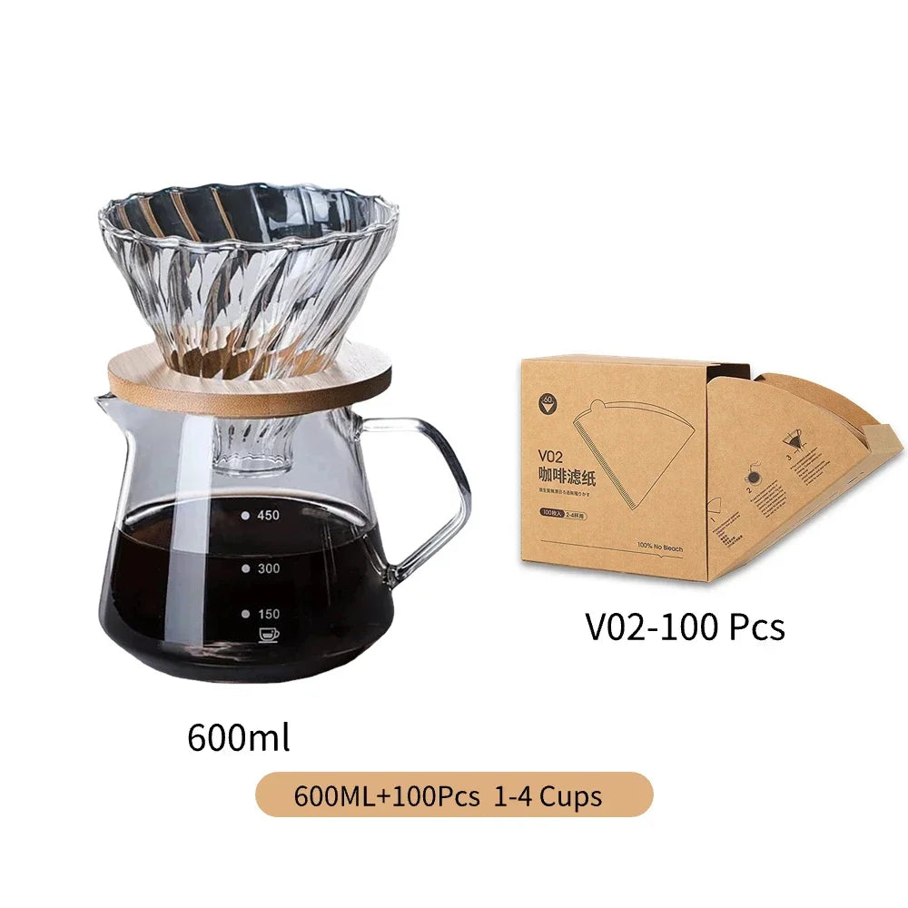 Glass Pour Over Coffee Maker Set 300ml & 600ml