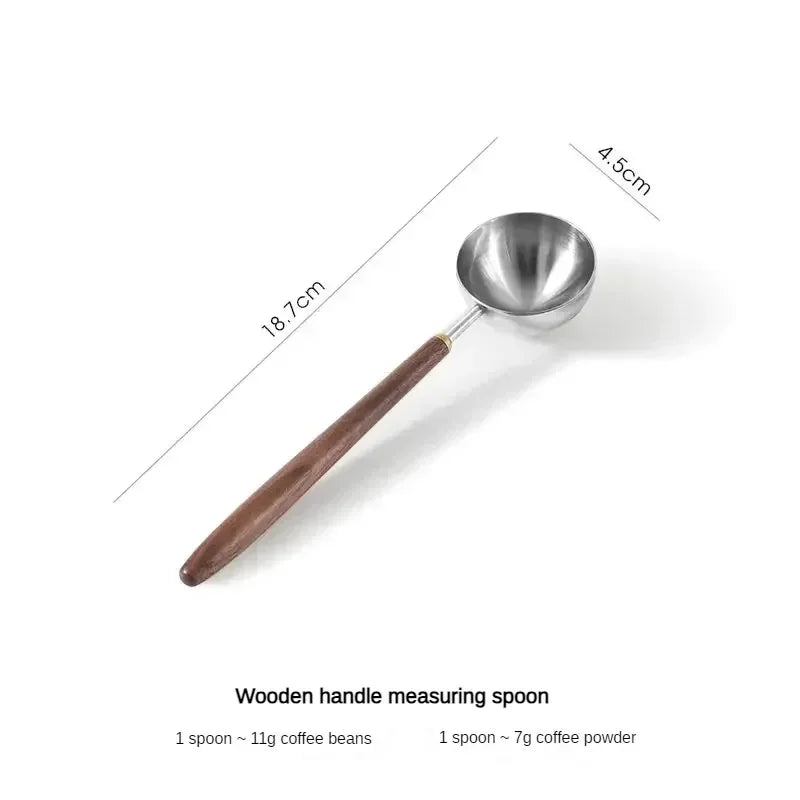 Walnut Handle Coffee Scoop- Stainless Steel Measuring Spoon