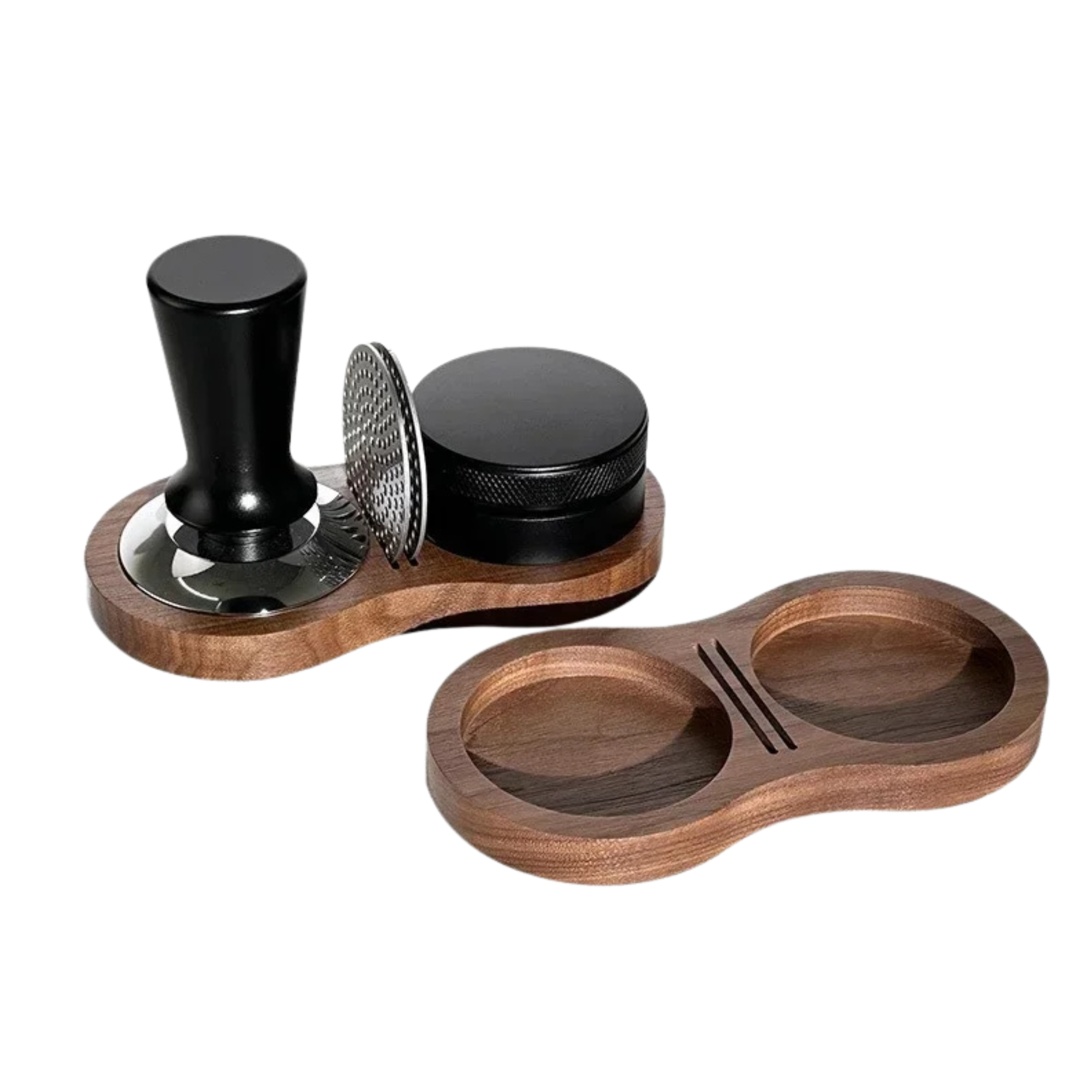 Premium Walnut Tamper Station.